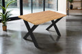 SAM Esstisch Josy, 120 × 80 cm, 40 mm Tischplatte mit Baumkante, X-Gestell Metall schwarz, Holz Wildeiche-Optik, Tisch für Esszimmer & Küche