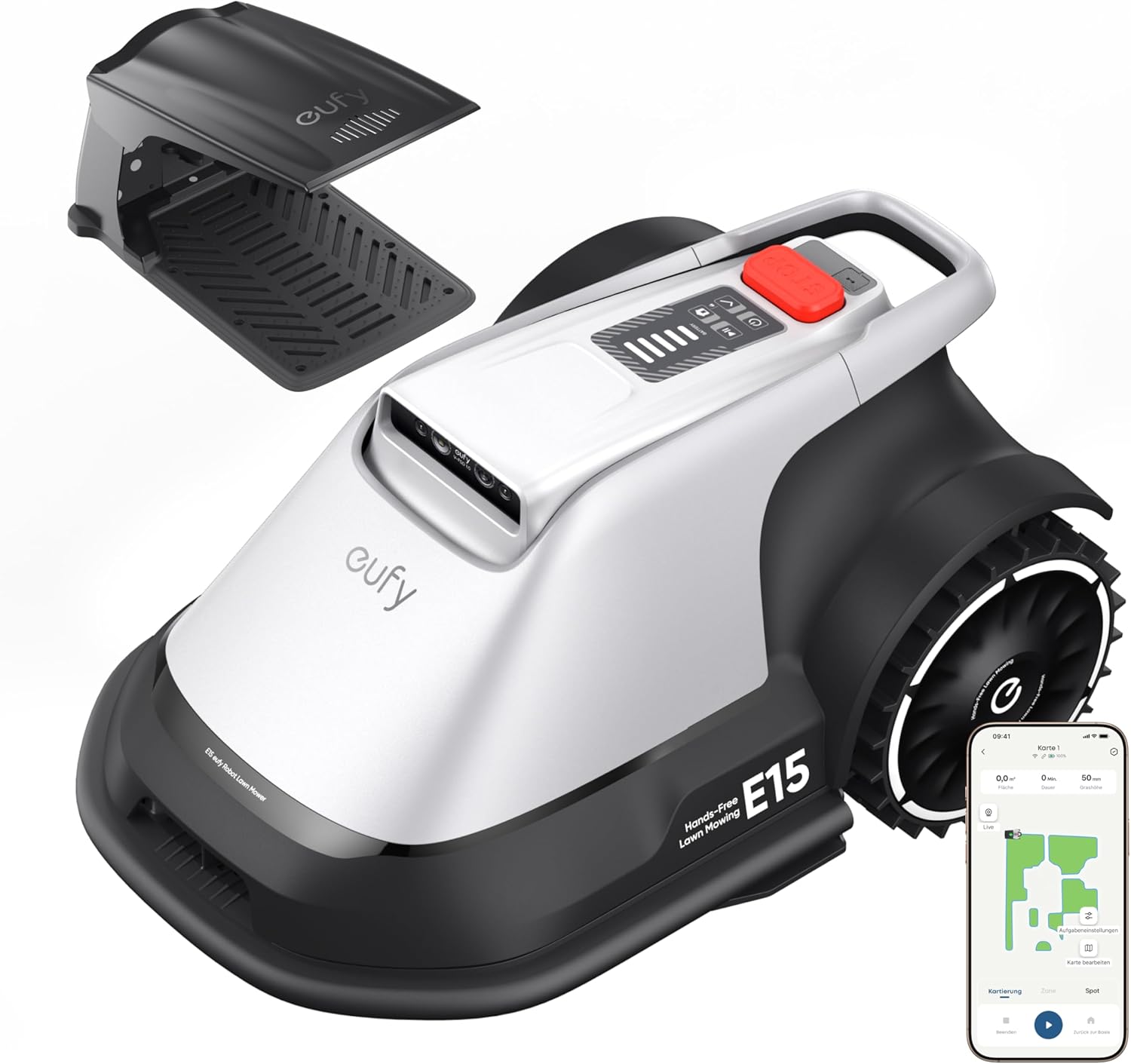 Eufy E15 Mähroboter ohne Begrenzungskabel, Garten bis 800m2, Keine Signalausfälle, Kein RTK, TrueVision Technologie, Smart-Navigation, App-Steuerung
