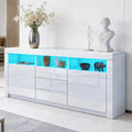 Senvoziii Sideboard, ABMESSUNGEN(LxBxH): 160 × 35 × 72 cm, für Esszimmer Wohnzimmer Möbel Weiß, Hochglanz Matt Anrichte Schrank, Beleuchtung