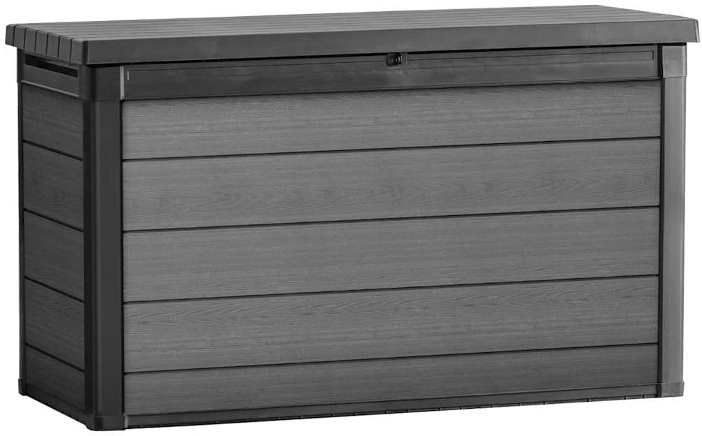 Keter Cortina Kissenbox 757 l, Maße: 147 × 83 × 86 cm, Grau, Wetterfest & UV-beständig, EVOTECH-Material, Gasdruckfedersystem