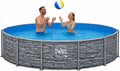 HAF, Schnellaufbau ohne Werkzeug, Ø 366 cm, 91 cm tief, Swing Frame Pool rund Stein-Optik, Gartenpool mit 8.300 Liter, Robust, Stabiler Metallrahmen