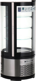 METRO Professional Kuchen-Vitrine GRV1100, 100 l, 490 W, Silber, Gastro, Edelstahl/Glas, Umluftkühlung, Automatisches Abtauen, Rund, Klimaklasse 6