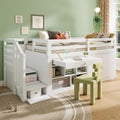 LAKFEW Etagenbett Kinderbett 90 × 200 cm, Ohne Matratze, Einzelbett Holzbett mit Treppe, Schubladen und Stauraum, Bett mit Lattenrost, Weiß