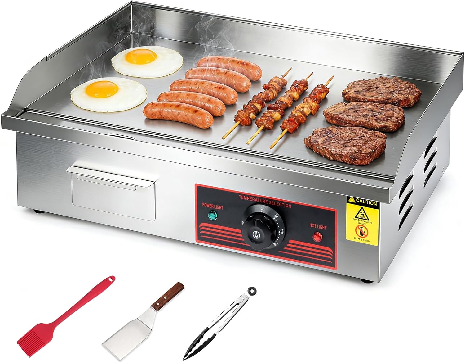LIROPAU Elektrische Tischgrills Grillplatte Elektrisch 3000W , Temperatur 50-300°C, 41 cm