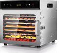 oiyocemo Dörrautomat Edelstahl mit Rezeptheft 8 Etagen,  500 W Edelstahl Lebensmittel Dehydrator mit 360° Luftzirkulation, Große Kapazität für Fleisch