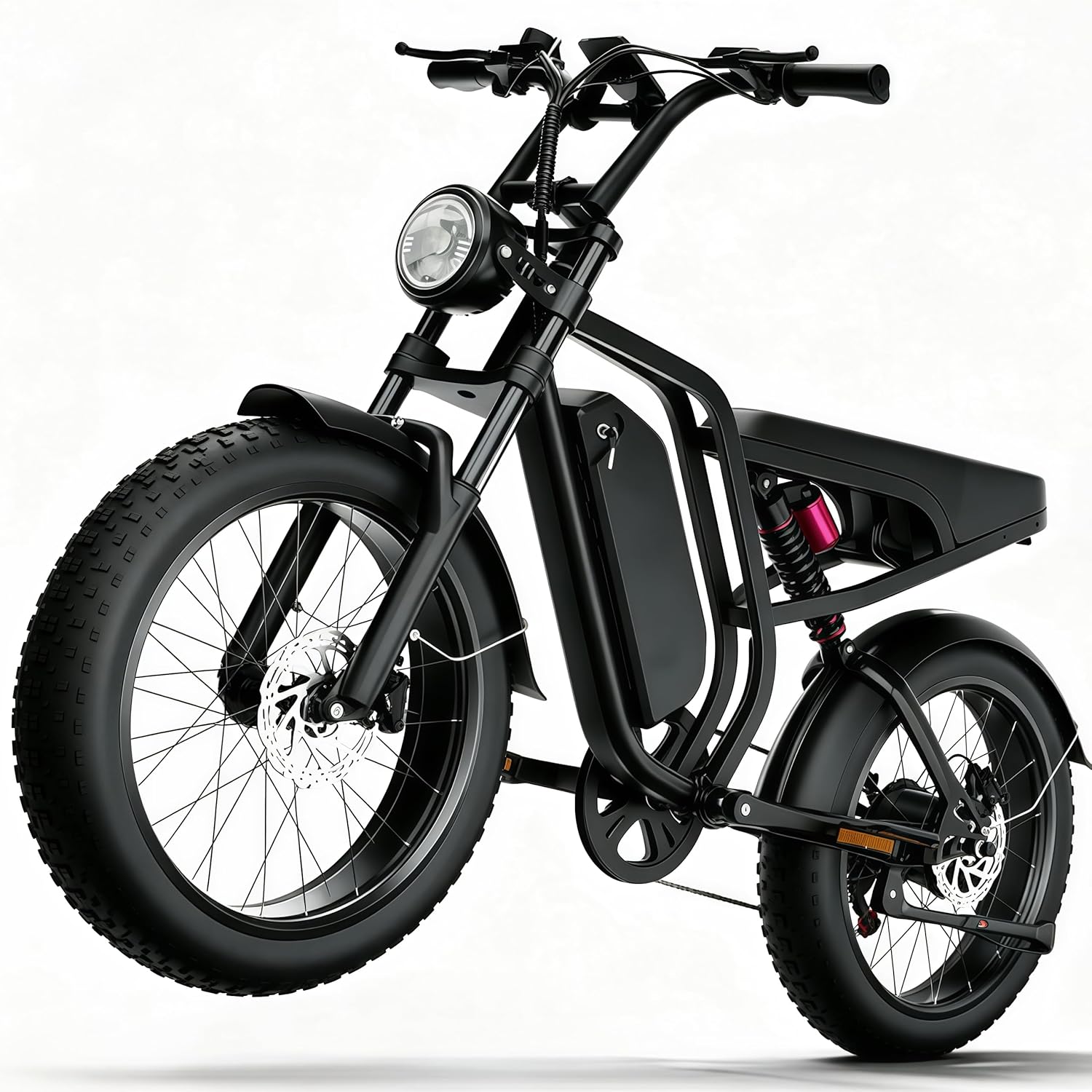 DEEPOWER E-Bike Für Erwachsene, 48 V/52 V 20 Ah Abnehmbarer Akku, Bis Zu 60-110 KM Reichweite, 20 Zoll Fat Tire, Hydraulische Scheibenbremsen