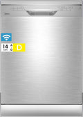 Midea SF 3.60N PRO Geschirrspüler 60 cm Freistehend und Unterbaufähig, 47 dB, Spülmaschine mit WLAN, Silber, 14 Maßgedecke, 6 Programme