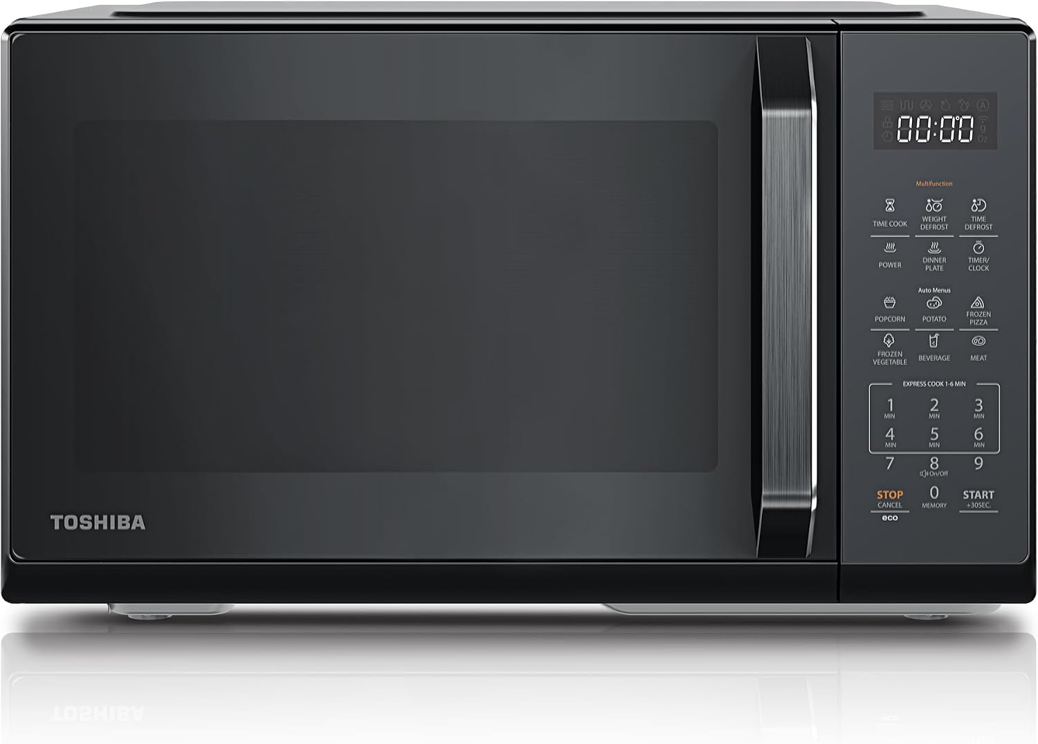 TOSHIBA Mikrowelle in Spiegel-Schwarz, 800 W, MW3-EM23PE, 23 Liter, Digitale Solo-Mikrowelle mit 11 Leistungsstufen, 6 Automatikprogrammen, BK