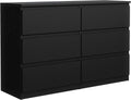 Meble masztalerz Kommode 120 cm Breit, Schwarz 120 × 78,5 × 39 cm, Modernes Sideboard, Schrank mit 6 Schubladen, Schubladenschrank, Flur