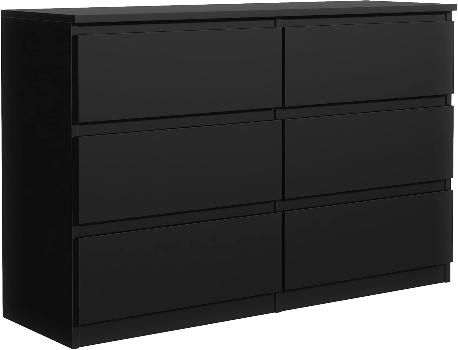 Meble masztalerz Kommode 120 cm Breit, Schwarz 120 × 78,5 × 39 cm, Modernes Sideboard, Schrank mit 6 Schubladen, Schubladenschrank, Flur