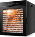 Kwasyo Dörrautomat Edelstahl, 30-90 °C Temperaturregelung, 900 W, LT-09, Dörrgerät 12 Etagen Ganz in Schwarz, 24 Stunden Timer