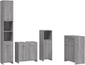 VidaXL Badmöbel Set 4 TLG., Grau Sonoma Holzwerkstoff, Badezimmermöbel mit Hochschrank Waschbeckenunterschrank Midischrank