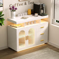 FREDEES küchenschrank Sideboard mit 3 Schubladen, Buffetschrank mit Auto-Sensor 20 Farbe Lichter Konsolentisch mit Ladestation, Weiß