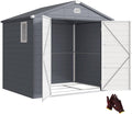 Outsunny Gerätehaus 4,1m2, 240 × 190 × 228 cm, Geräteschuppen mit Satteldach, Gartenhaus für Garten Dunkelgrau