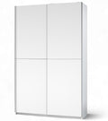 Stella Trading FAST Eleganter Kleiderschrank / Garderobenschrank mit viel Stauraum, 125 × 195 × 38 cm, Vielseitiger Schwebetürenschrank in weiß, B/H/T