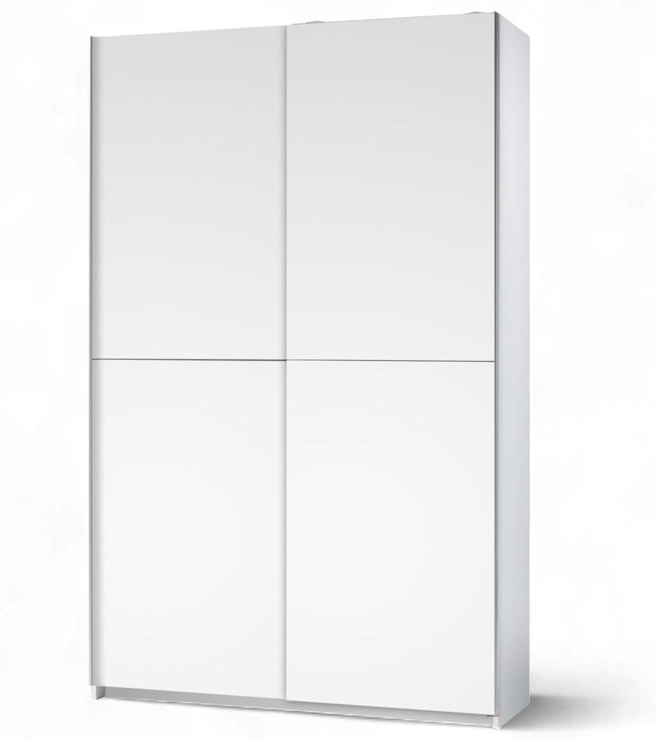 Stella Trading FAST Eleganter Kleiderschrank / Garderobenschrank mit viel Stauraum, 125 × 195 × 38 cm, Vielseitiger Schwebetürenschrank in weiß, B/H/T