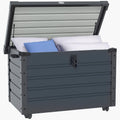 Outsunny Gartenbox Metall 295 Liter Wasserdicht Abschließbar Auflagenbox mit Griffen und Rollen Gartentruhe Outdoor wetterfest Aufbewahrungsbox für