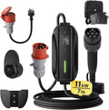 Dé Mobile Wallbox/Ladestation 11 kW 3-phasig, Ladekabel CEE 16A auf Typ 2 und EV Ladegerät für Model Y/3, 7m, MG4, EX30, ID.3/4/5, E-up, E-tron
