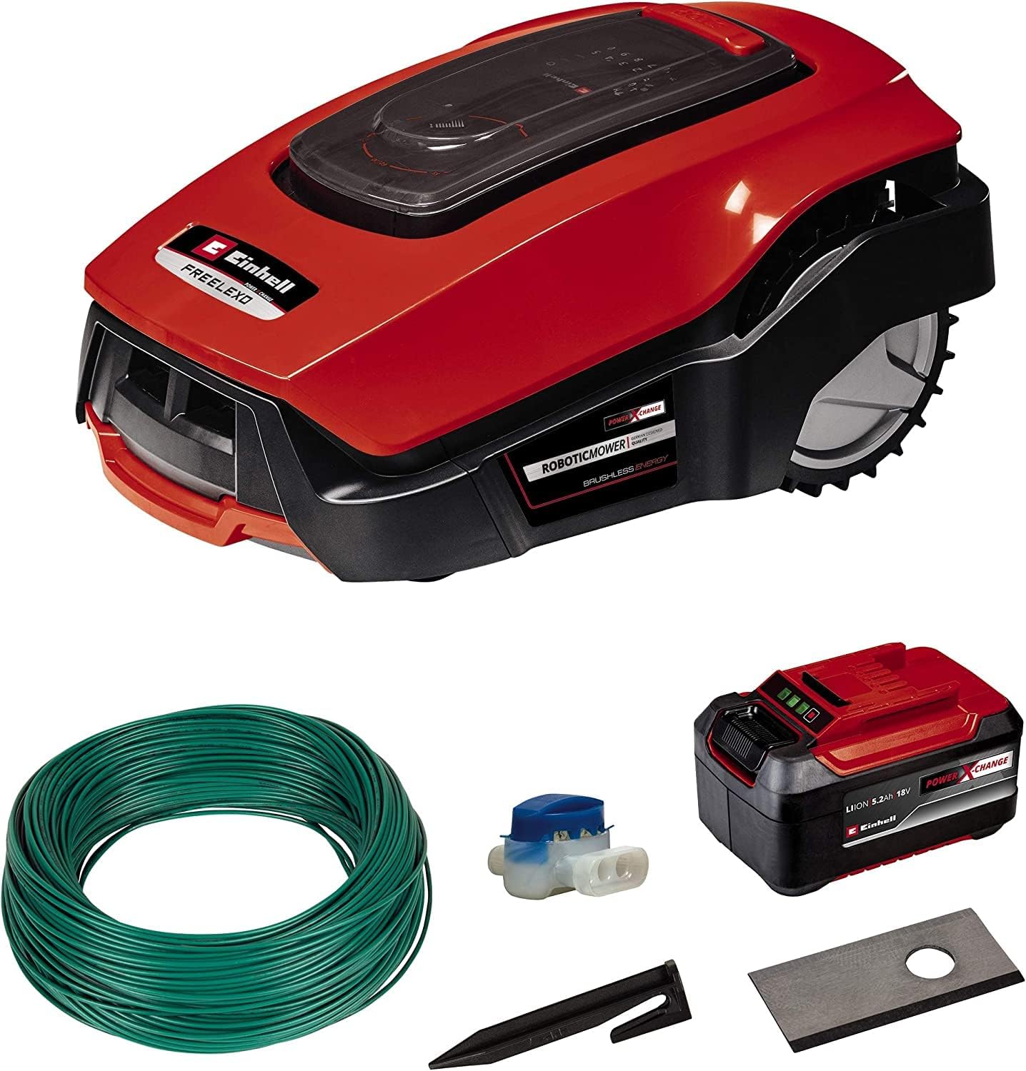 Einhell Mähroboter FREELEXO 1200 LCD BT, Inkl. PXC-Akku und Installationszubehör, Bluetooth App-Steuerung, Für bis zu 1200 m2, Multizonen-Mäher