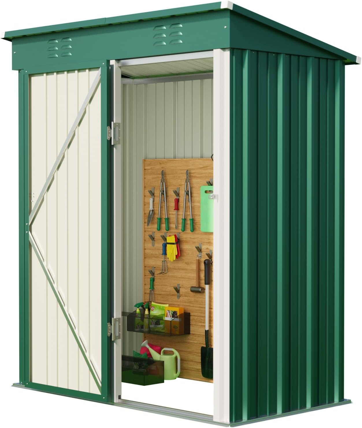 Blishom Gerätehaus Metall 161 × 94 × 182 cm, Metall 161 × 94 × 182 cm, Gartenschuppen, für Garten, Gartenschuppen mit Schrägdach, wetterbeständig