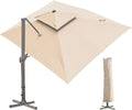 LKINBO Sonnenschirm 300 × 400 cm Rechteckig mit Ständer und Kurbel, Khaki