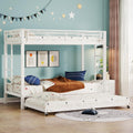 Jovify Bett Etagen für 3 Kinder , 90 × 200 cm Dreifachbett Funktionsbett Stockbett Jugendhochbett, Ohne Matratze, Weiß